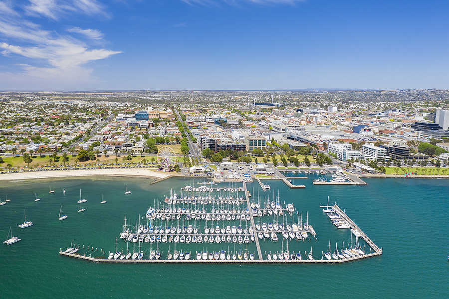 Aerial Photo Of City Centre Of Geelong In Victoria, Australia