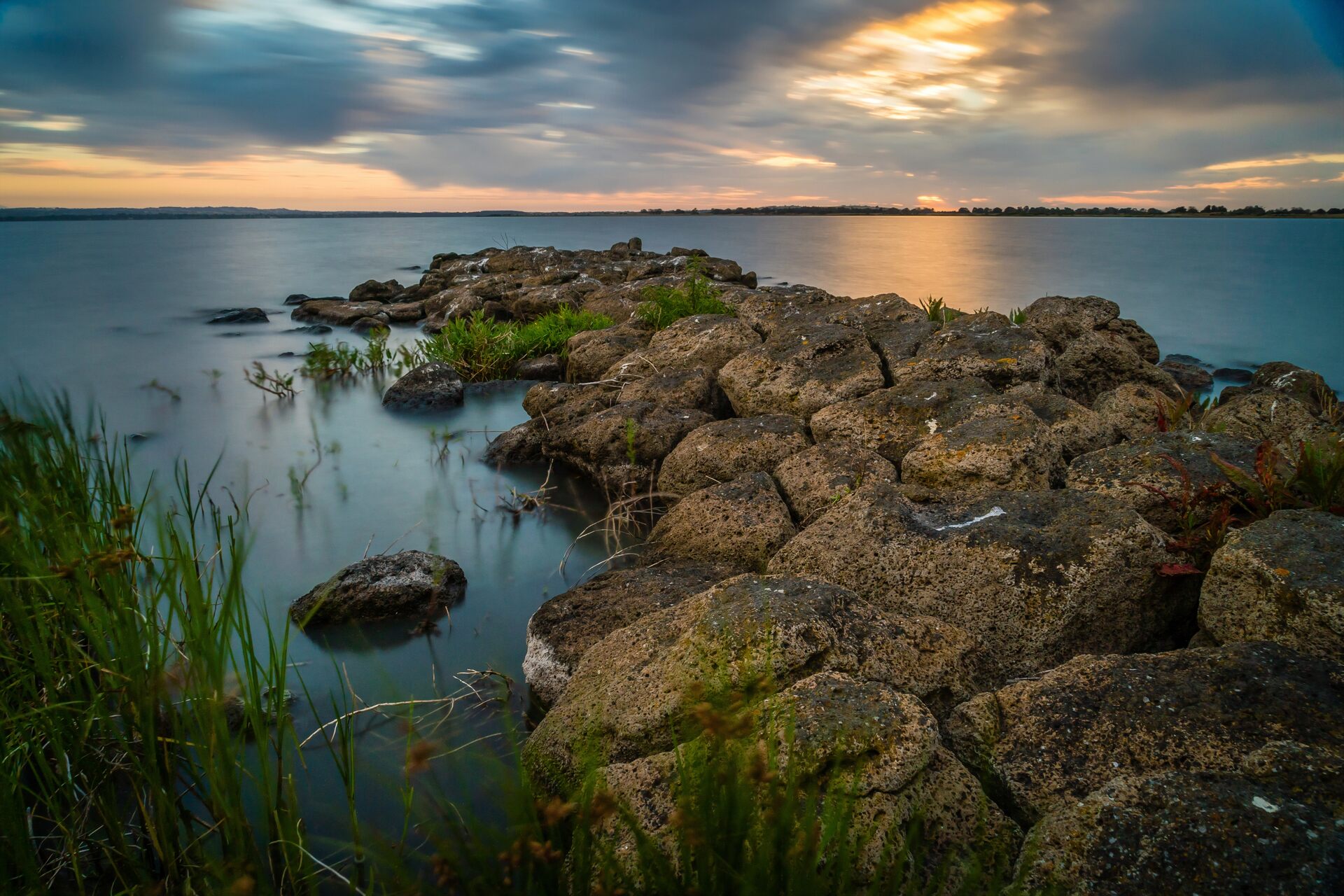 Lake Colac Sunset Over Stone Pier - Resized